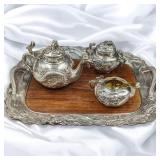 Amazing Japanese Sterling Silver Tea Set Konoike Co. Meiji era (1868-1912), circa 1900