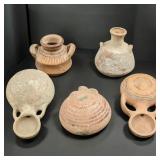 Estate Lot Of 5 Cyprotic Terracotta Vessels, Two Jars And Three Flasks