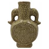 Old Chinese Ge Kiln Double Handled Porcelain Vase With Seal Mark