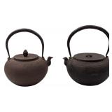Pair Of Antique Japanese Cast Iron Tea Kettles