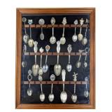 A Large Lot Of Assorted Souvenir Spoons In Wooden Case, 22 Spoons Total
