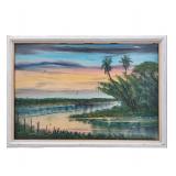 Florida Highwaymen Style Landscape Painting Signed R.A Beaudoin