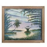 Florida Highwaymen Style Landscape Painting Signed R.A Beaudoin