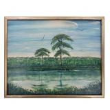 Florida Highwaymen Style Landscape Painting Signed R.A Beaudoin