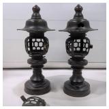 Pair Of Japanese Cast Bronze Temple Lanterns