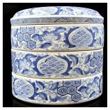 Antique Japanese Blue & White Porcelain Jubako