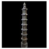 Carved Antique Sandstone Pagoda With Deities Throughout 47.5" Tall
