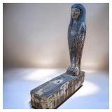 Large Egyptian Wood Standing Polychrome Sculpture & Base, Ex-Mark Goodstein Collection