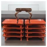 A Grouping Of Lacquered Wood Trays, 9 Pieces