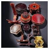 Lot Of Chinese Carved Wooden Stands, 16 Pieces