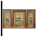 American New York-Lilian MacKendrick 1906-1987 Landscape Painting 3 Panels RARE