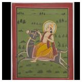 Indian Miniature Painting Of The Moon God, From The Raga Chandra Series