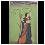 Indian Jodhpur School Miniature Painting Of A Princess