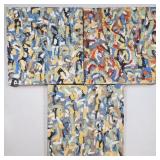 Lot Of 3 Signed Modern Oil On Canvas Abstract Paintings, Dated 2016, NO RESERVE