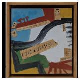 Signed M. Levi Abstract Mixed Media On Wood, Dated 1996, NO RESERVE