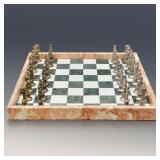 Antique Marble & Metal Italian Chess Set