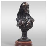 After L. Buese "Gypsy Girl" Mounted Cast Bronze Bust