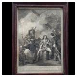 Antique English 18th C. Etching Circa 1798, Depicting Earl Sandwich & Battle Of Sole Bay