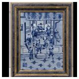 A Beautiful Chinese Blue And White Scenic Porcelain Plaque With Seal Mark
