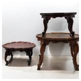Lot Of 3 Early Korean Wood Carved Soban Trays