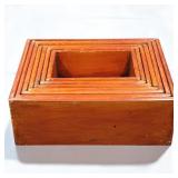 Stack Of Japanese Nested Wooden Measuring Boxes, 7 Pieces