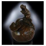 A Bronze Oriental Paperweight Of A Mouse Possible Chinese 19th C