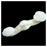 A Large Chinese Carved White Jade Ruyi Scepter Decorated With Peach & 2 Chilongs
