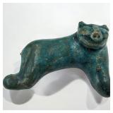 Ancient Persian Cat Paperweight With A Turquoise Glaze, Has Been Restored.