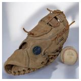 Vintage 42-4425 Joe Torre Advisory Staff 1st Baseman Leather Glove And Babe Ruth League Baseball