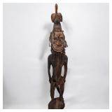 Large Antique Papua New Guinean Ancestor Figure With Carved Crocodile And Shells