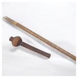 Pair Of Antique Papua New Guinean Pieces, A Grave Bamboo Flute And Wooden War Club