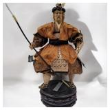 Vintage Japanese Washi Paper Mache And Wood Daimyo Samurai Figurine On Stand