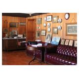 Pair of Hancock & Moore Leather Open Arm Chairs and 2 Chesterfield Genuine Leather Tufted Sofas