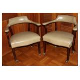 Pair of Hancock & Moore Leather Open Arm Chairs