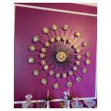 1960s Paul Evans?? Insp Torch Cut Mid Century Brutalist Sunburst Double Brass Metal Wall Art Sculptu