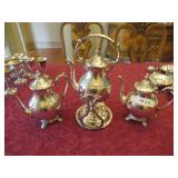 VINTAGE ROGERS 3 PIECE TEA / COFFEE KETTLE SET ART NOUVEAU STYLE SILVER PLATED