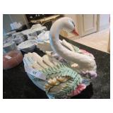 FITZ AND FLOYD SWAN SOUP TUREEN NO LADLE DAMAGE ON FOOT AS PICTURED!