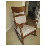 BEAUTIFUL ANTIQUE AMERICAN OAK ROCKING CHAIR REUPHOLSTERED!