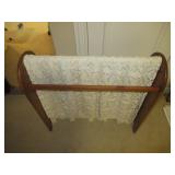 VINTAGE WOODEN QUILT RACK WITH VINTAGE QUILT 31” X 11” X 30”