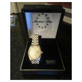 BULOVA 92D25 MEN’S WATCH GOLD TONE MARINE STAR QUARTZ LINK BRACELET MIDSIZE