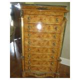 BEAUTIFUL INLAID FRENCH REMAKE EMPIRE STYLE EIGHT DRAWER CHEST WITH MARBLE TOP