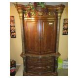 ARMOIRE TV CABINET HUTCH 52” X 25” X 87” HAS SOME DAMAGE AS PICTURED! CONTENTS NOT INCLUDED.