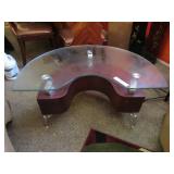 UNIQUE CONTEMPORARY MODERN GLASS TOP COFFEE TABLE 35” WITH SLIDING DOORS
