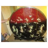 ORNATE ASIAN CHINESE LACQUER SCREEN FOUR PANELS