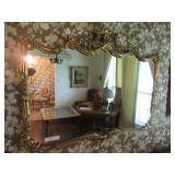 BEAUTIFUL VINTAGE ORNATE GOLD TRIM MIRROR 46” X 35”