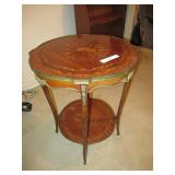 FRENCH STYLE REVIVAL TWO TIER INLAID TABLE 22” X 22” X 30”