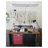 FIVE DRAWER TOOL CHEST / WORKBENCH WITH PEGBOARD AND LIGHT CONTENTS INCLUDED BRING HELP!