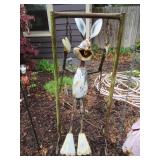 FIVE VINTAGE METAL HANDCRAFTED BY THE OWNER WONDERFUL PIECES OF YARD ART