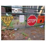 FOUR METAL HIGHWAY VINTAGE TRAFFIC SIGNS