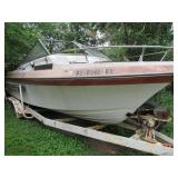70’s BEDOUIN BOAT WITH VOLVO PENTA 280 V8 ENGINE DUAL AXLE TRAILER TIRES NEED TLC OWNER HAS TITLE